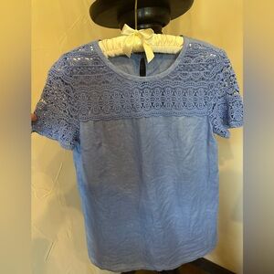 J. Crew Blue Linen w/Crochet Detail, Fits like 4-6
